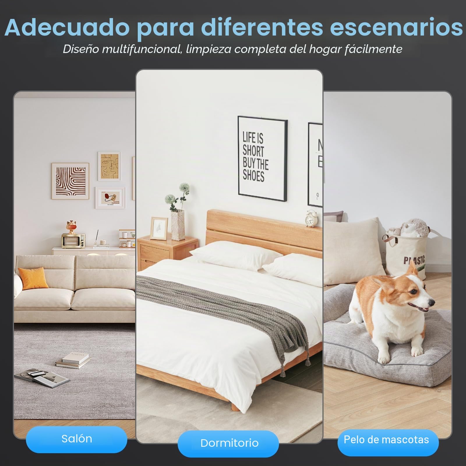 13KPa Aspirador de Mano sin Cables con luz UV-C y Ultrasonidos | 2 modos de succión, antiácaros, depósito 520ml, filtro HEPA para colchones, sofás y pelos de mascotas