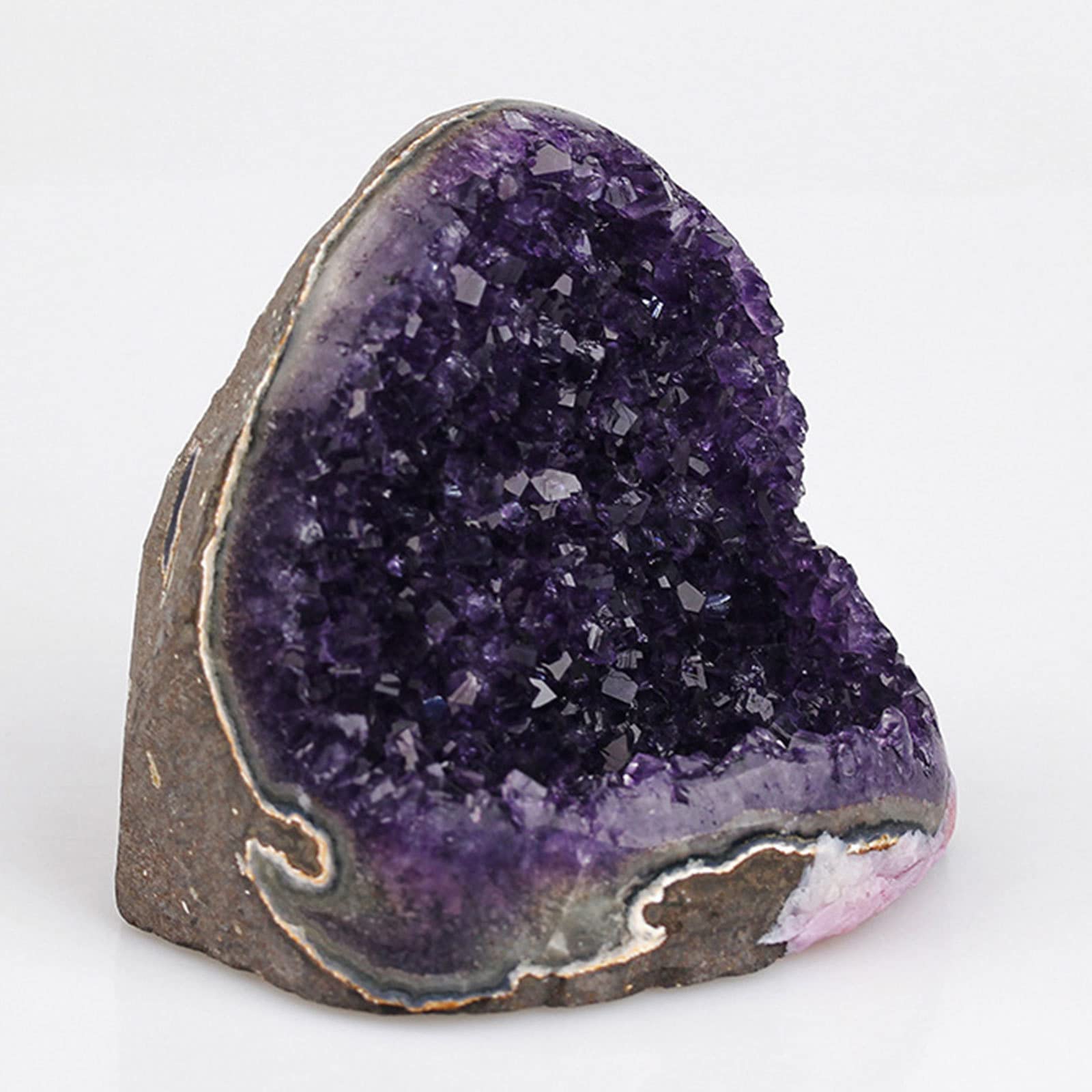 AAKOMA Amatista Cristal Geoda Adornos de Cueva de Cristal de Cuarzo Cúmulo de Cristal Natural Cúmulos de Amatista de Piedras Preciosas crudas Regalo Premium for coleccionistas,A (Color : XS)