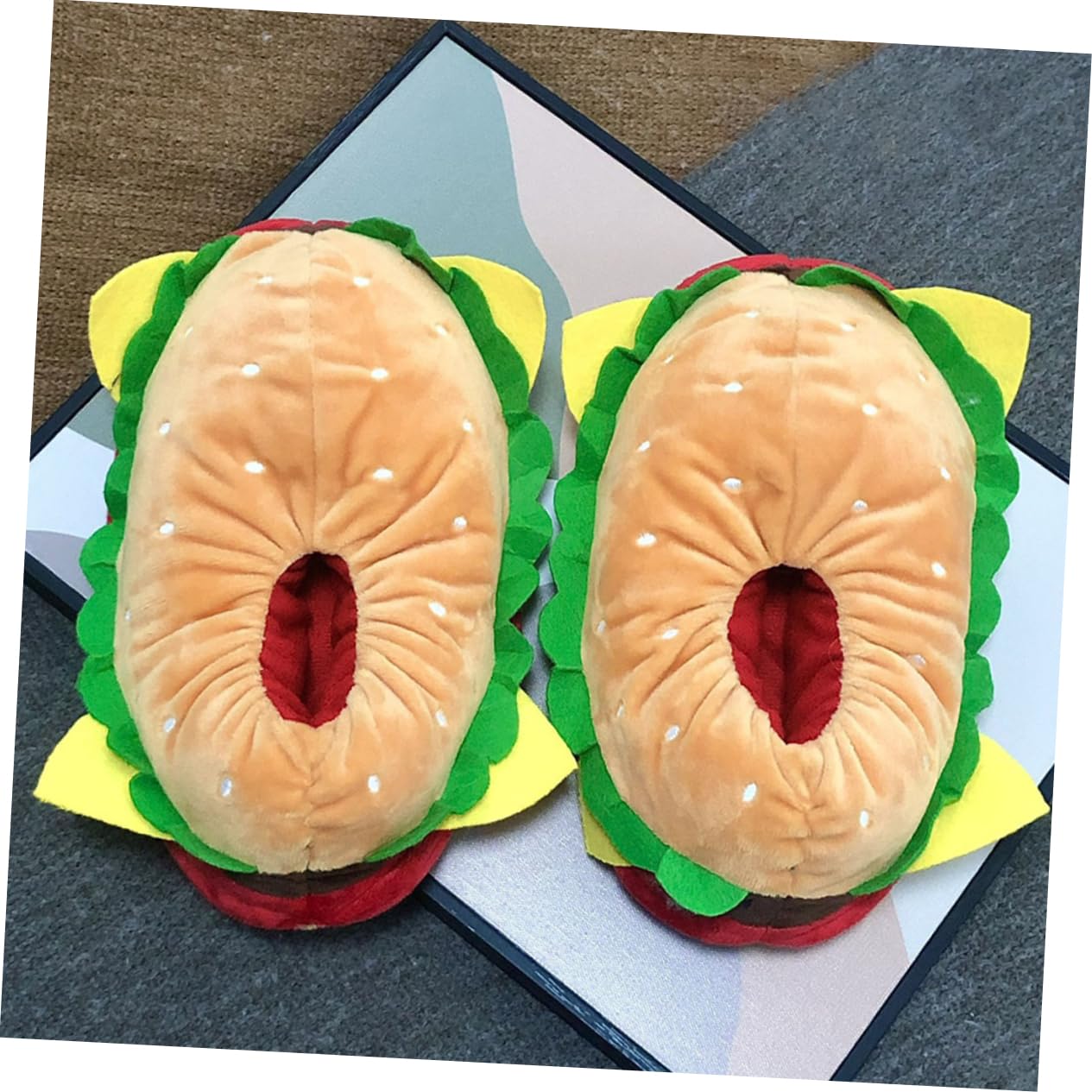 Ipetboom Pantuflas de Hamburguesa para Casa Cálidas y Peludas de Invierno Soporte Superior y Diseño Divertido para Vida Hogar