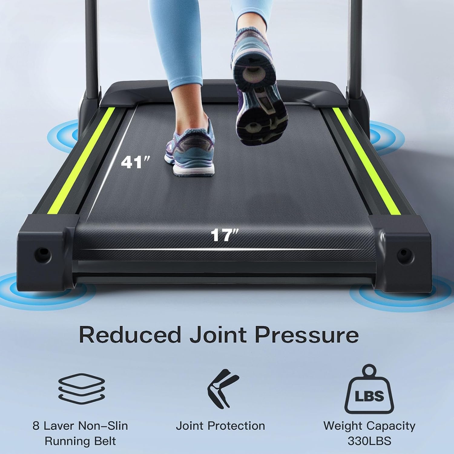 Foldable Treadmill with Incline, Treadmills for Home with Handlebars, Quiet Brushless Small Space Portable Running Walking Machine with Bluetooth APP & Pulse Monitor