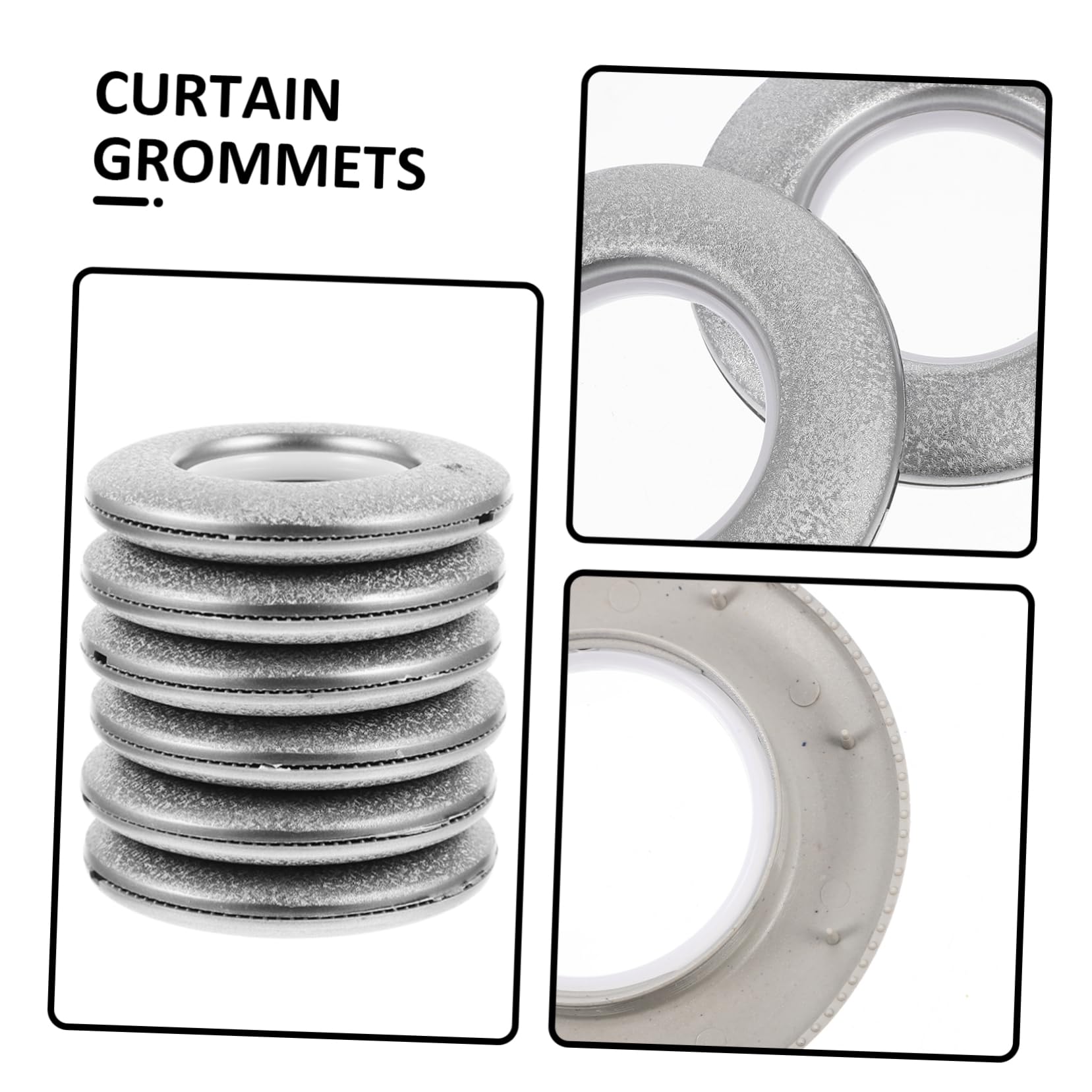 Cabilock PP Œillets de Rideaux Autobloquants Faciles à Installer Retirer, Lot de 80, Argenté, pour Portes D’Armoire et Paquet, Accessoire DIY