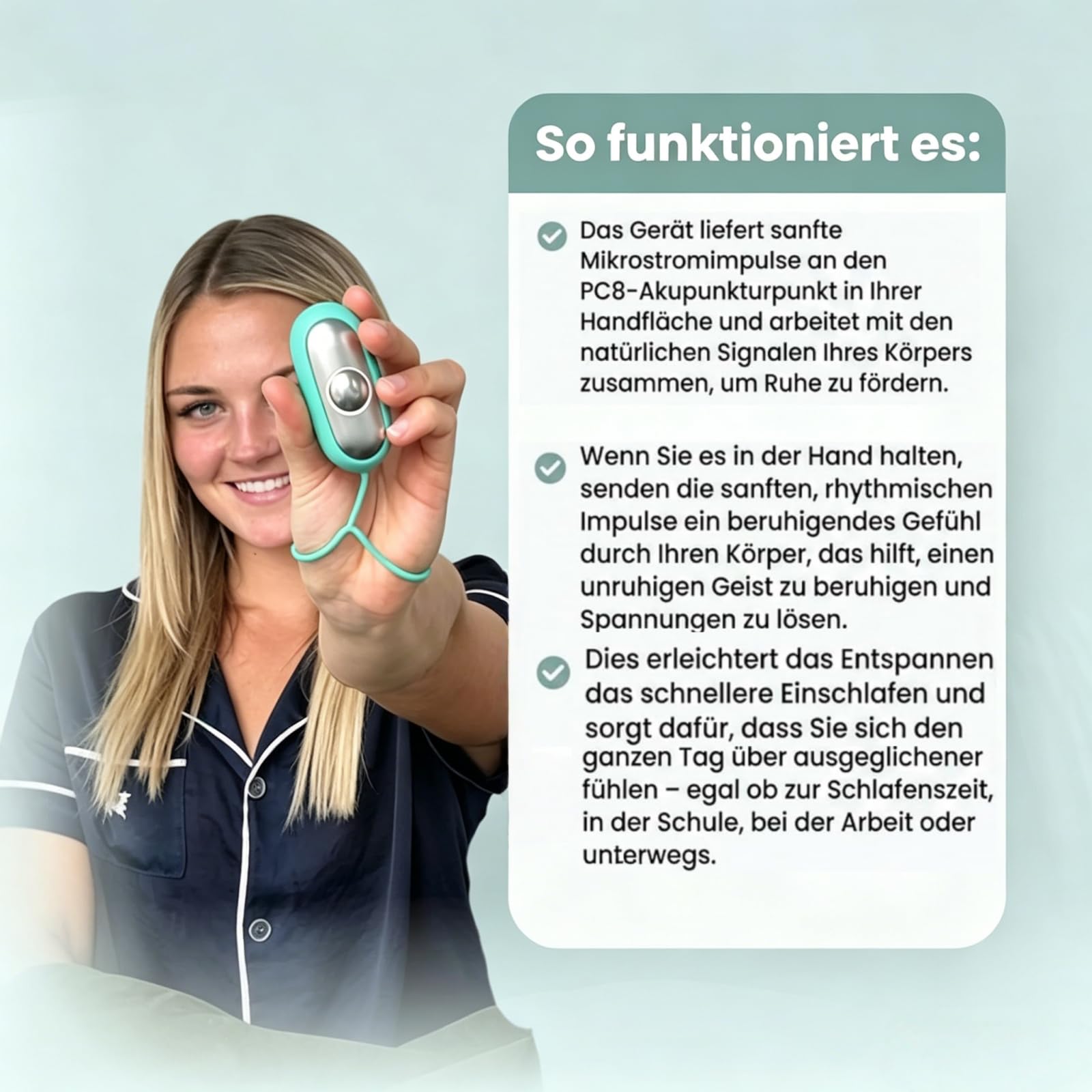 Calmbeez Gerät Mit USB Aufladung Für Entspannung Und Besseren Schlaf Handheld-Mikrostrom-Schlafhilfe, USB-aufladbar, stressabbauend, für tiefen Schlaf (Grau)