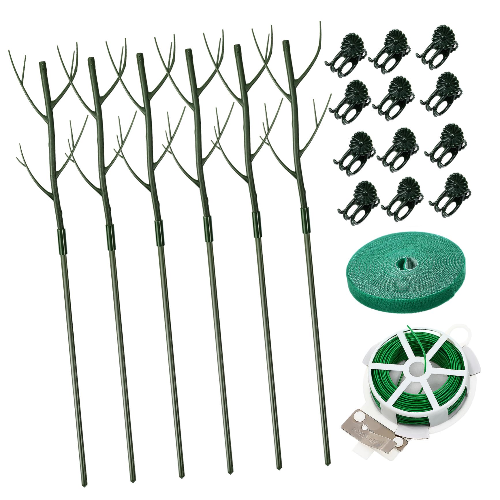 Hemobllo Tuteurs pour Plantes D'intérieur, Support pour Plantes Grimpantes en Plastique Vert, 1 Set Clips et Attaches, Installation Facile au Jardin L'intérieur