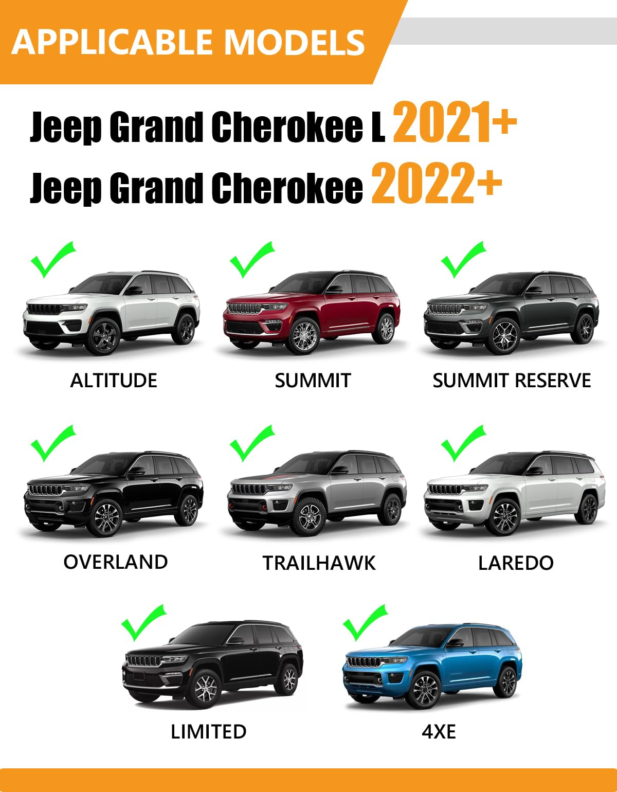 KINGGERI - Barre trasversali bloccabili da 117,9 kg compatibili con Jeep Grand Cherokee L 2021-2025 e 2022 2023 2024 2025 Grand Cherokee WL. Bagagli cargo in alluminio resistente per canoa