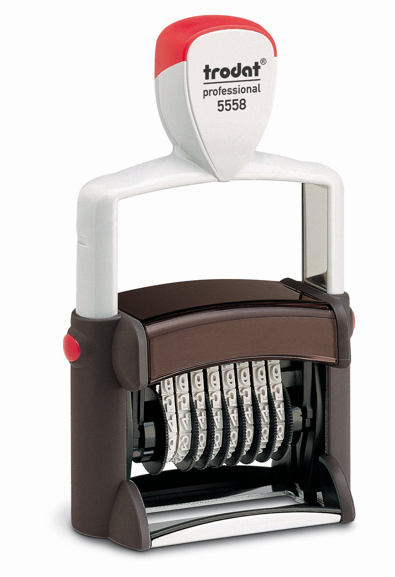 Timbro Trodat 5558 PL bianco e nero con numeri e testi