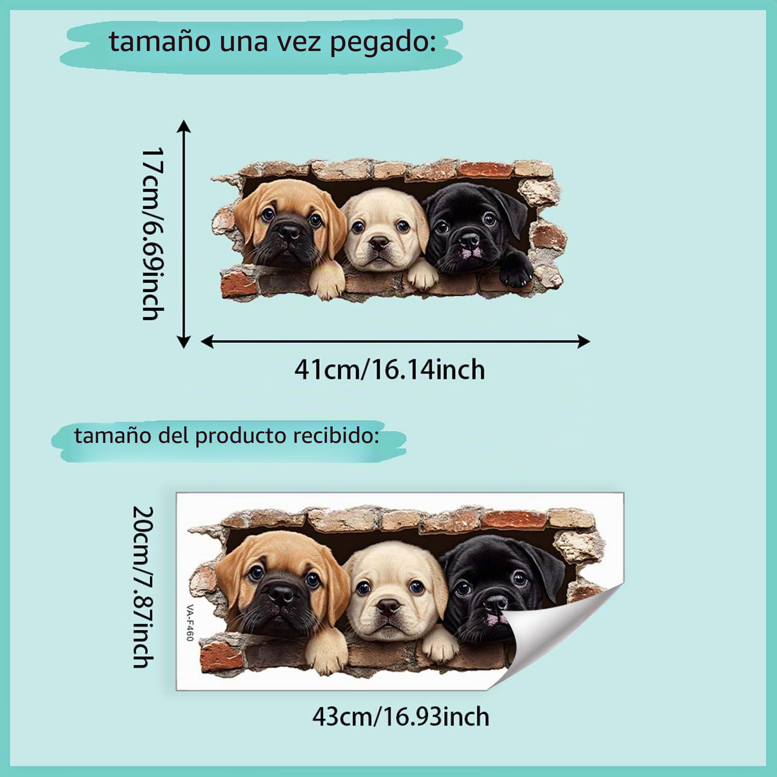 Pegatinas de Pared 3D Perros Cachorros Adhesivos Decorativos Efecto Agujero Vinilos Pared Infantiles Decoración de Pared para Habitación Niños Bebés Dormitorio Salón