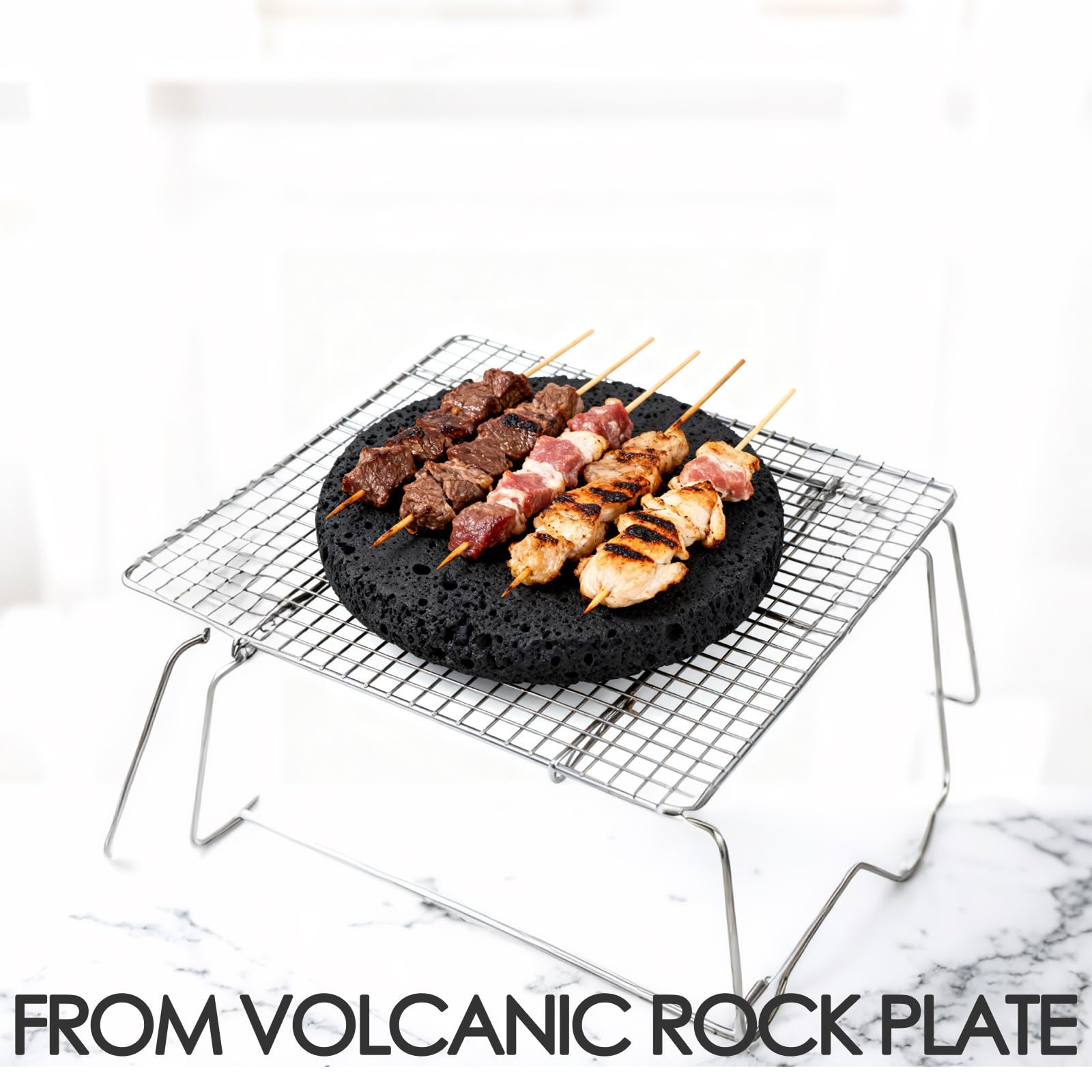 Alasum Pietra per Cottura Bistecche 15cm in Pietra Lavica | Distribuzione Uniforme del Calore, Facile da Pulire, per Pane e Carni, Uso Bbq e Cucina All'aperto