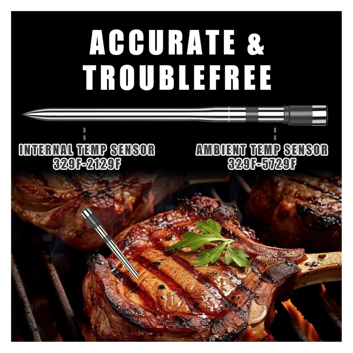 Smart Bluetooth BBQ Thermometer - Wireless Meat Probe for Cooking Every Time