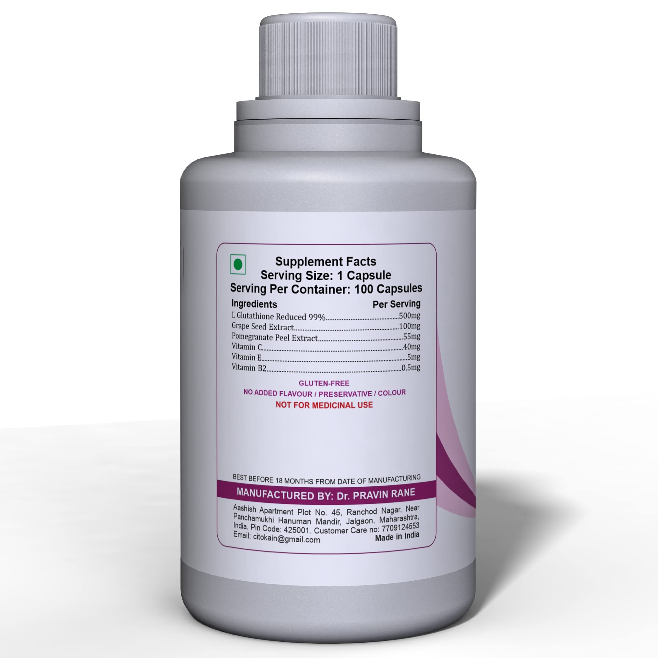BIWTIA, L Glutathione, Grape Seed Extract, Alpha Lipoic Acid, Vitamin C,  B2, E - [100 Capsules] : Amazon.in: Health & Personal Care