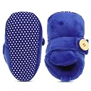 superminis Baby Girls And Baby Boys Velvet Soft Base Booties/Shoes With Wooden Button (6-12 Months, Dark Blue) gallery image