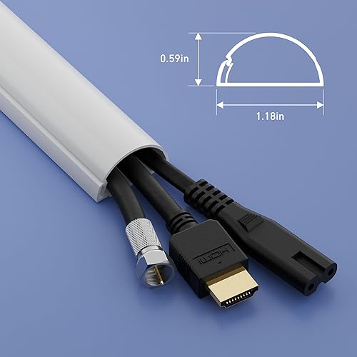 Miniatura 4 de D-Line Ocultador de cable de TV, semicircular, de pared, bisagras de una pieza, para pintar, adhesivo, decorativo, 10 de 1.18 de ancho x 0.59 de