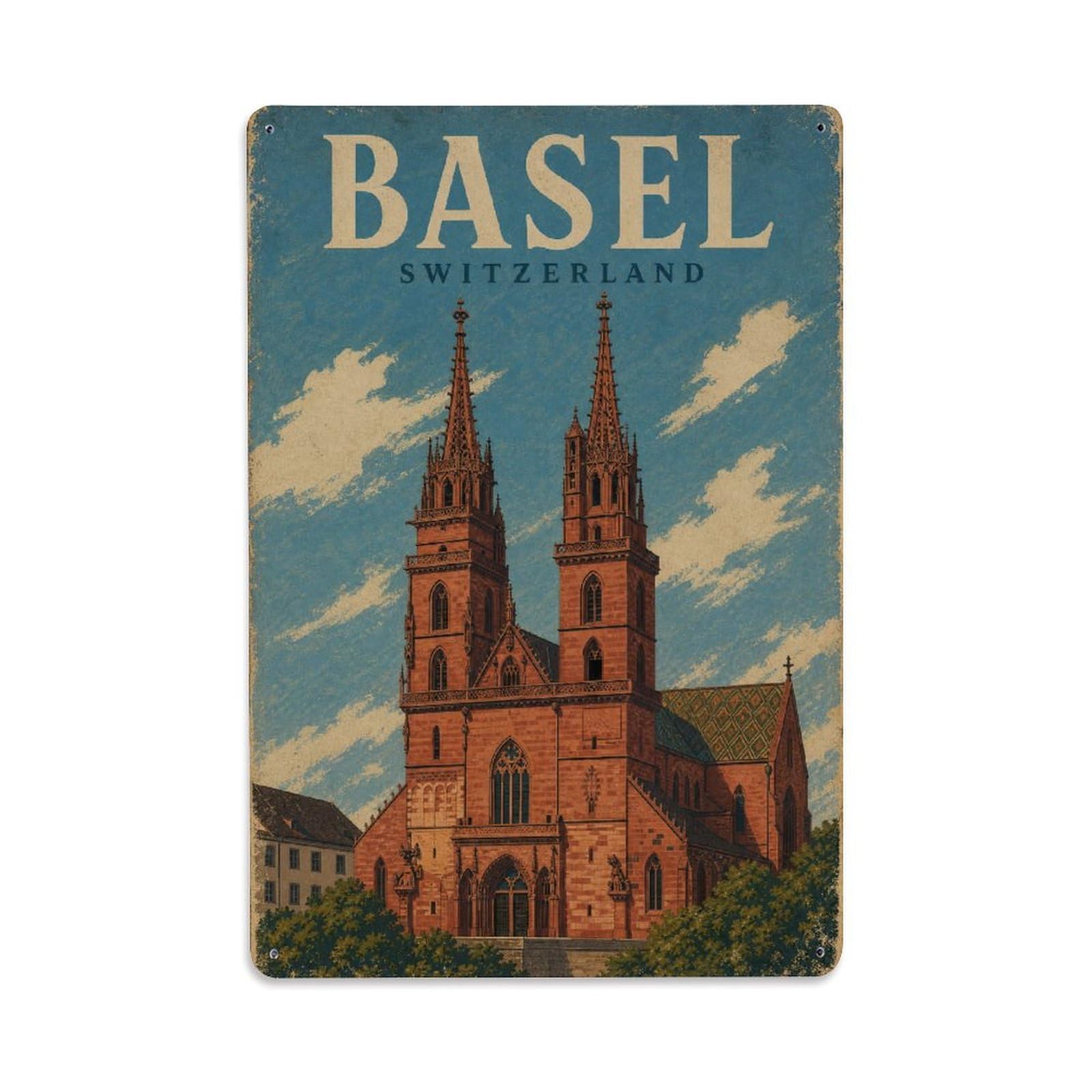 Retro Travel Switzerland Basel Metal Tin Sign