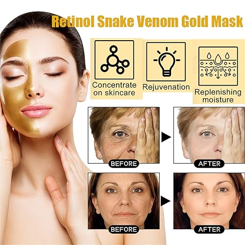Miniatura 2 de Heykomi Retinol Snake Venom Gold Mask - Retinol Snake Venom Peptide Gold Mask - Máscara facial de oro de 24 quilates Peel Off - Mascarilla de oro