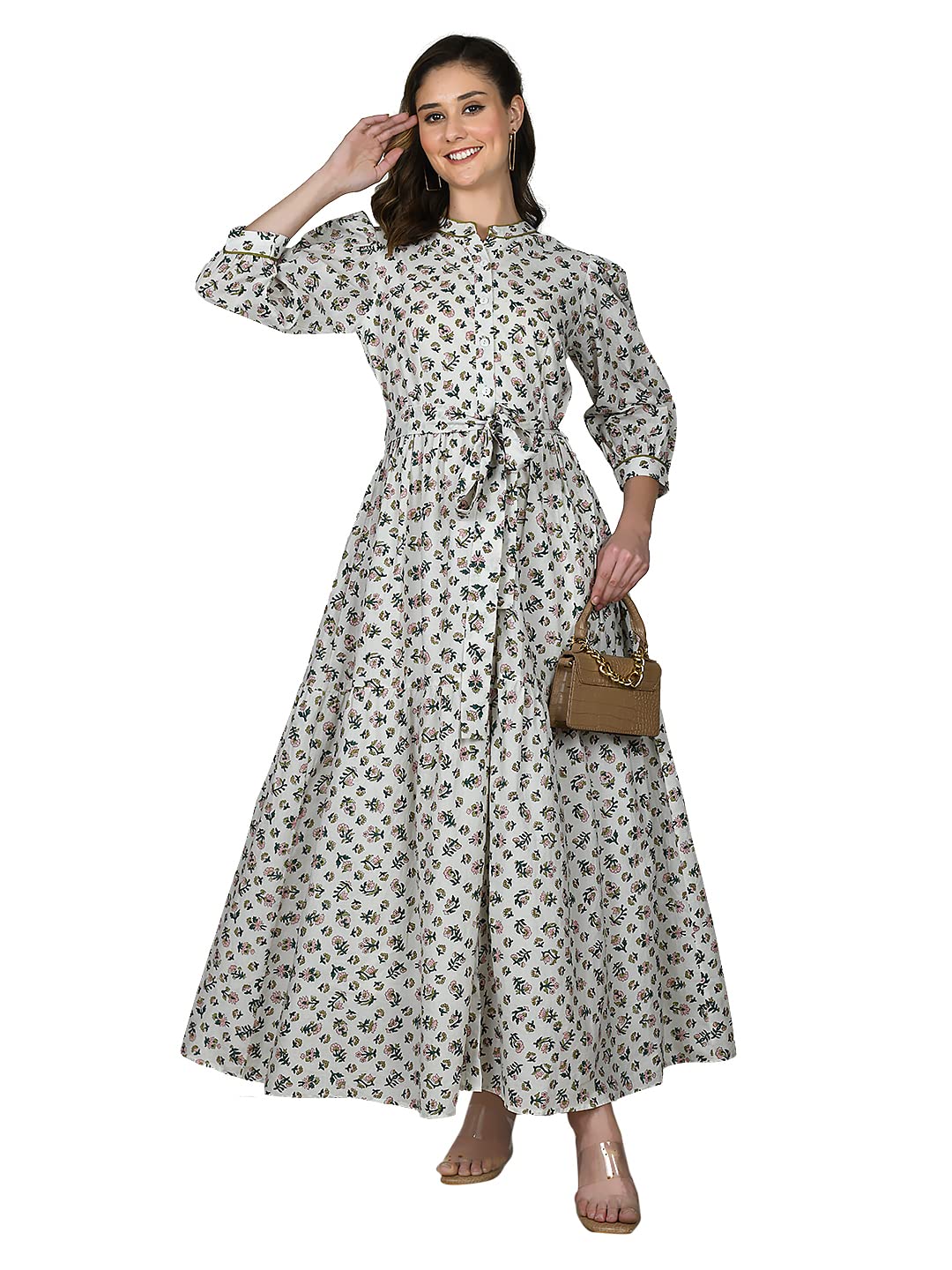 Zink LondonWomen's White Floral Print Maxi Dress