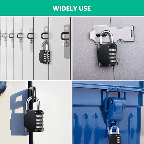 Miniatura 6 de Cerradura combinada para taquillas, candado de combinación de 4 dígitos, paquete de 2 cerraduras con código para casillero escolar, gimnasio,