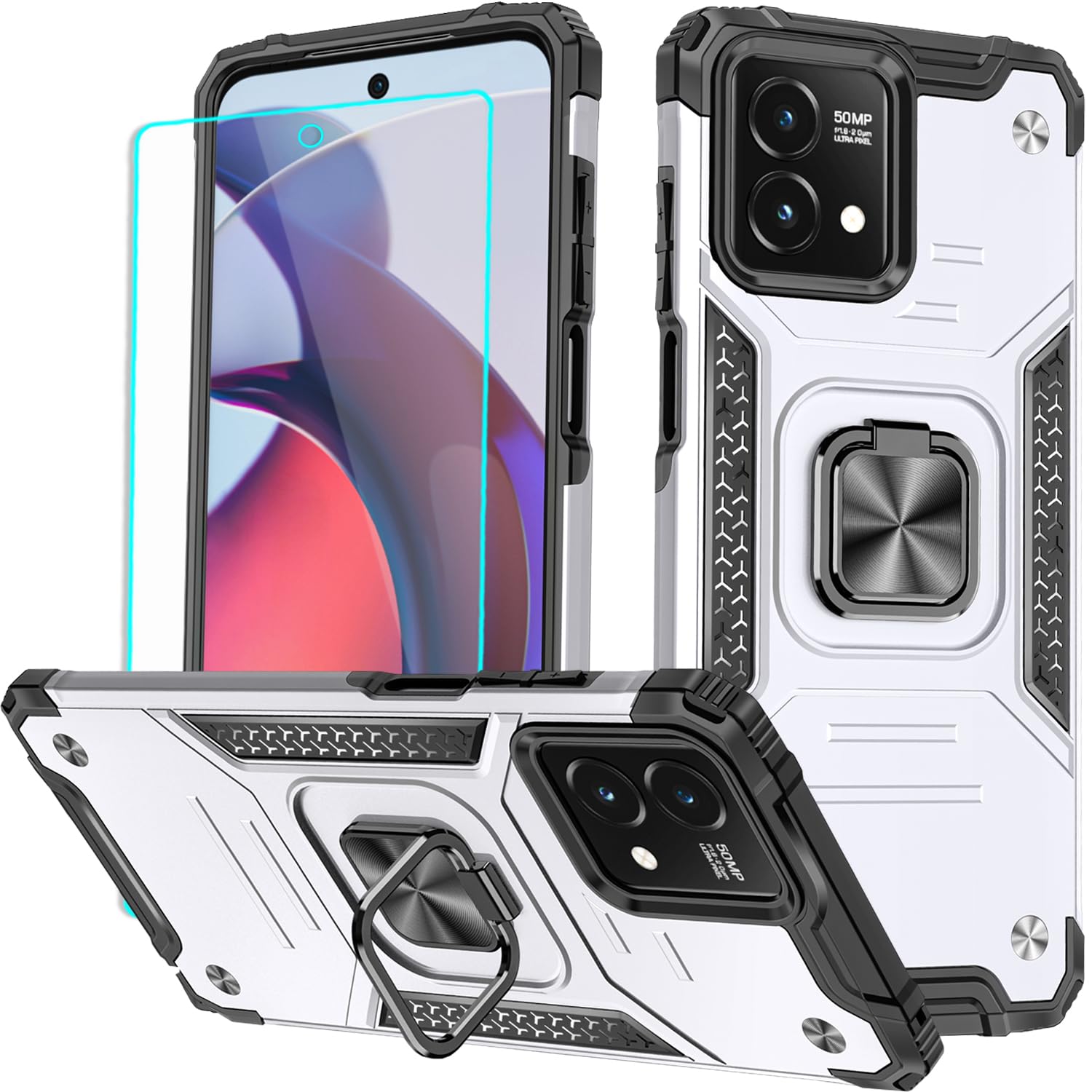 for Moto G Stylus 5G 2023 Case : Screen Protector Military Grade 360° Rotatable Kickstand Shockproof Protective Cases for...