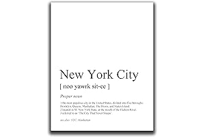 NYC Wall Decor - Black & White Typography Print Wall Art