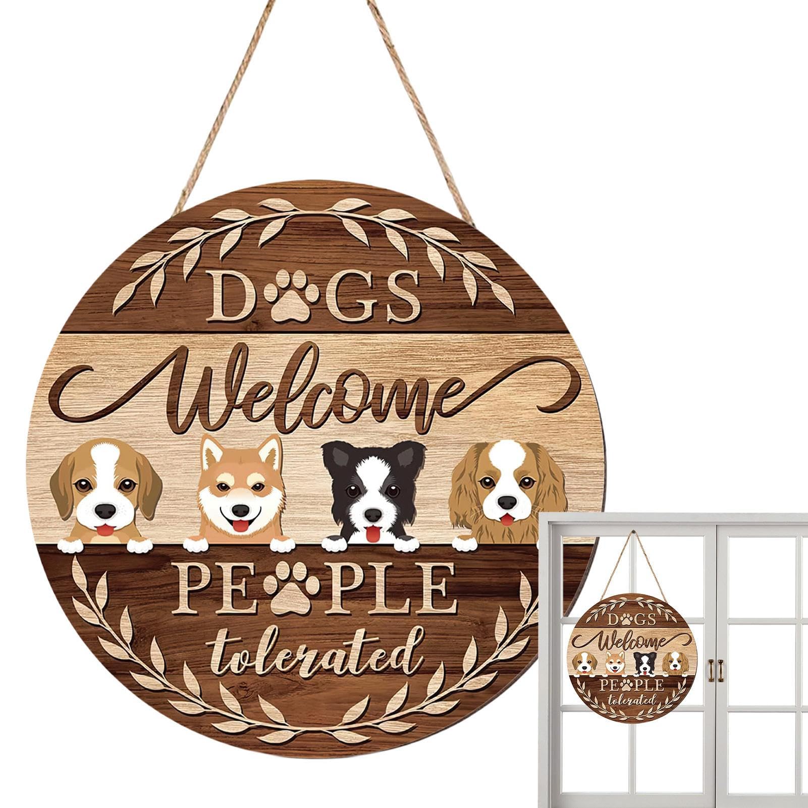 Bexdug Style A Welcome Dog Sign | Welcome Dog Door Hanger,Funny People Tolerated Signs For Pet Lovers Doghouse Ornaments