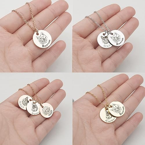 Miniatura 5 de Anavia Collar personalizado con retrato de mascotas, regalo de joyería conmemorativa para mascotas, regalo personalizado con disco redondo grabado