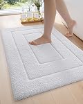DEXI Tapis de bain antidérapant, 20x32 Absorbant Microfibre Soft Rug salle de bains, Machine lavable tapis pour douche de décoration de baignoire, blanc