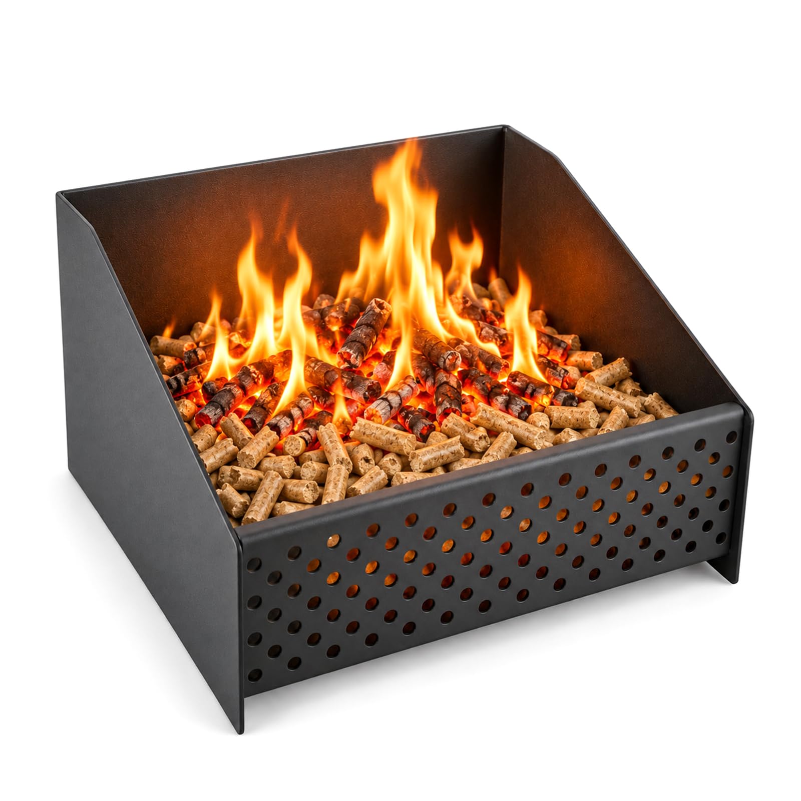 Pellet Basket for Fireplaces and Stoves, 2mm Thick Steel, 17x30x25 cm