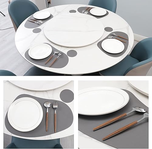 Miniatura 6 de Juego de 6 manteles individuales de piel sintética, resistentes a las manchas, resistentes al calor, fáciles de limpiar, impermeables, lavables,