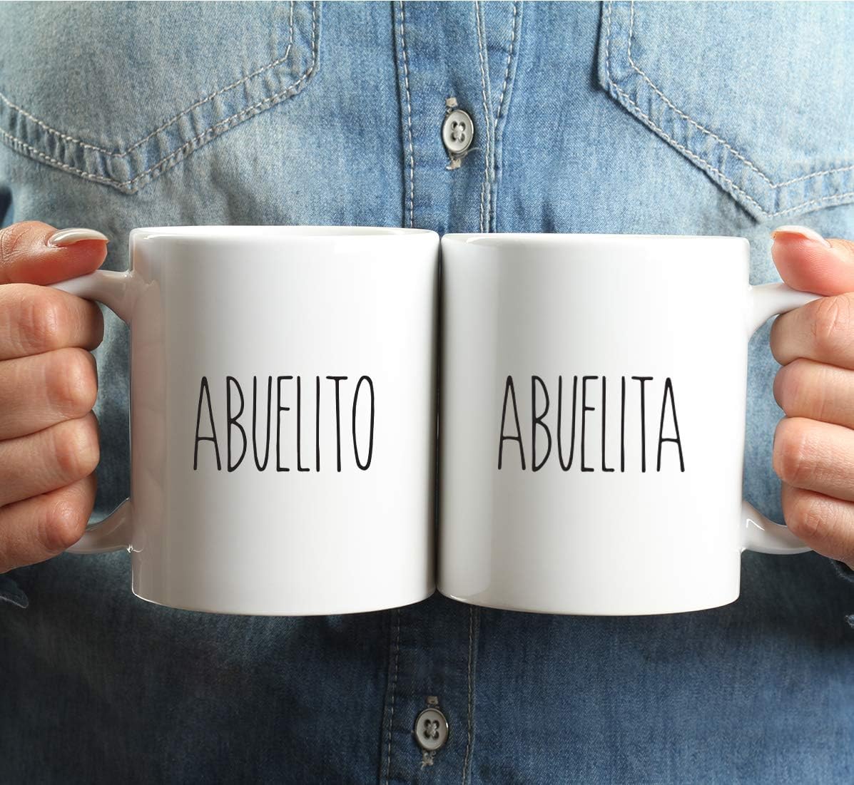 Andaz Press Rustic Farmhouse Kitchen Decor 11oz. Ceramic Coffee Tea Mug, Abuelita, Abuelo, 2-Pack, Birthday Christmas Anniversary Ideas