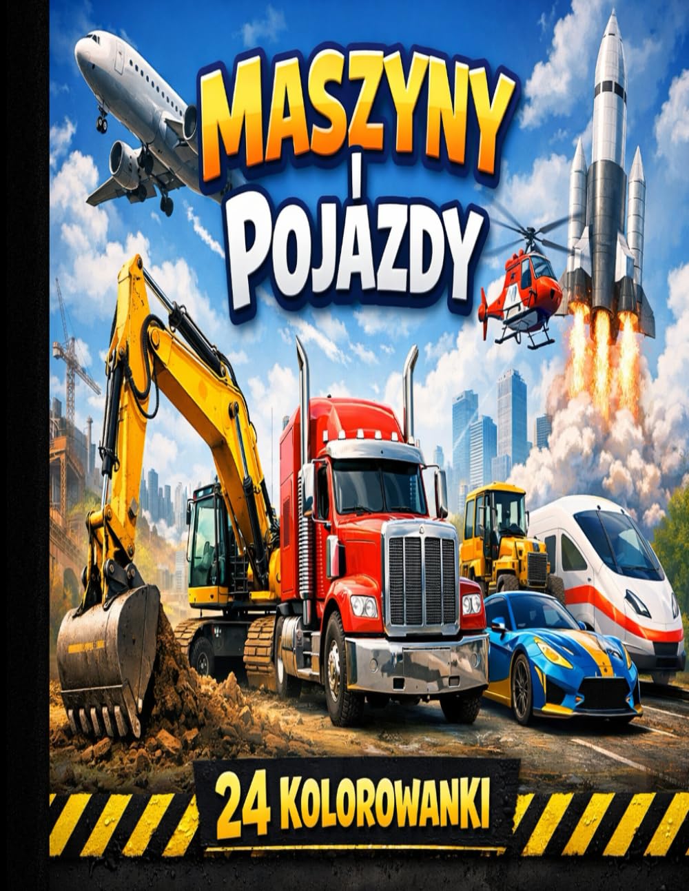 Maszyny i Pojazdy Kolorowanki dla Dzieci: 24 Kolorowanki