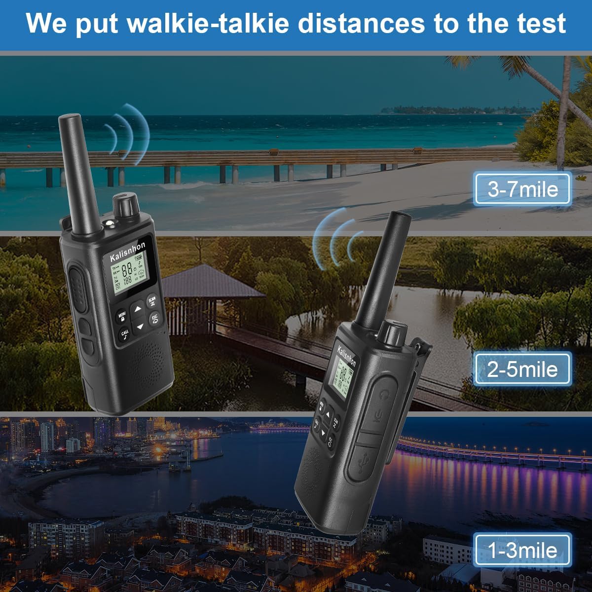 walkie talkies Long Range for Adults with Upgraded Headphones,Portable FRS Two Way radios LCD VOX NOAA Rechargeable walkie Talkies with Flashlight Charging Dock and Li-ion Battery (2 Pack)