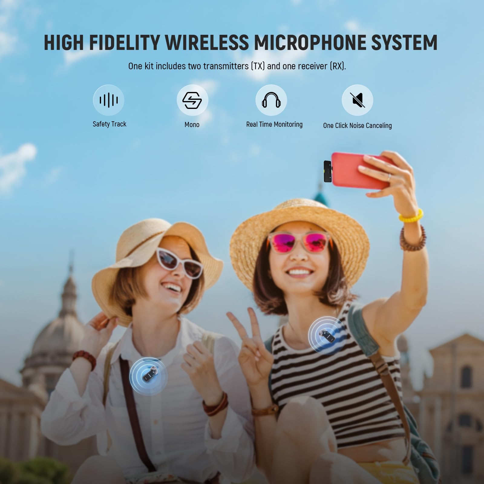 NEEWER Wireless Microphone Set, USB C Telefon Lav Mic für iPhone 16 15 Pro Max iPad Android, Noise Cancelling Lapel Lavalier Microphone System, Video Recording Live Stream Podcast, KM15
