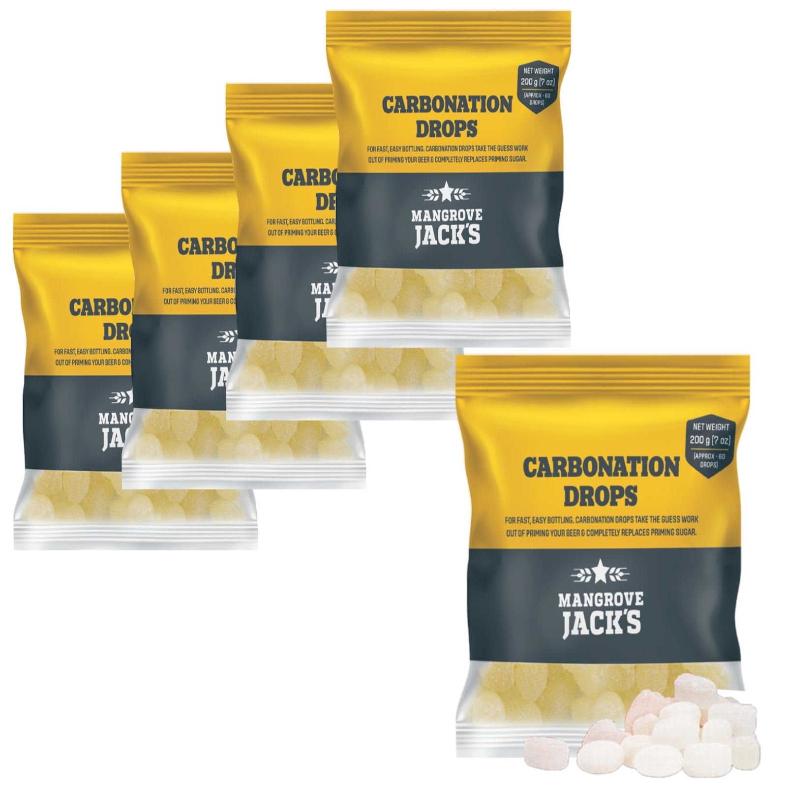 5X Mangrove Jacks Carbonation Drops 60 200g Sugar Tablets for Priming Beer