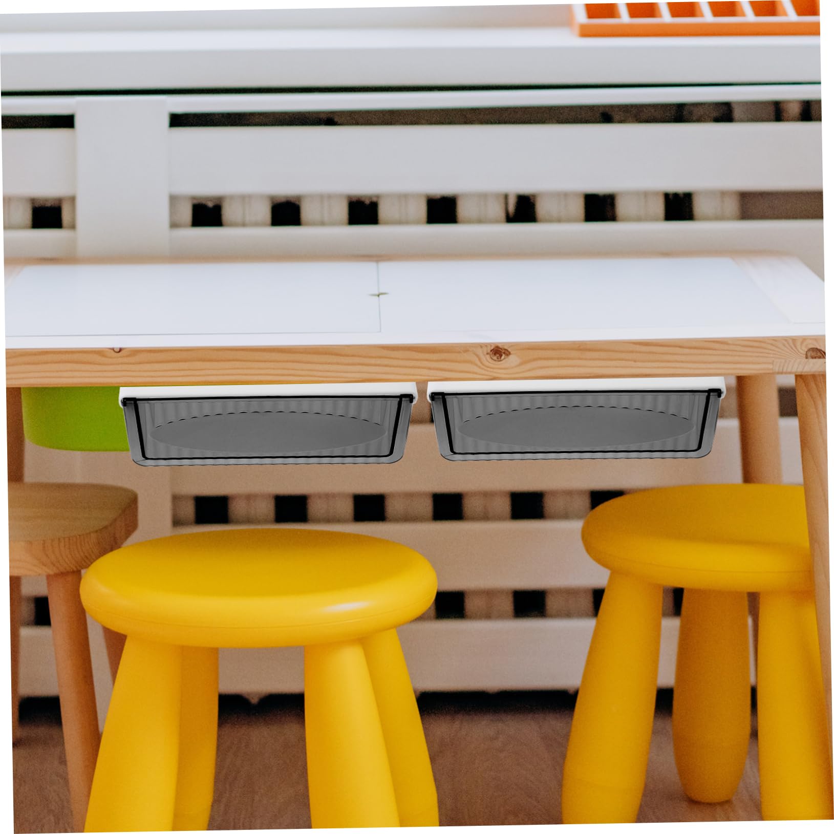 EXCEART Organizer Cassetto Sotto Scrivania Nero in Plastica 2 Pezzi | Capienza Ampia, Installazione Nascosta senza Fori, Ufficio e Soggiorno, Resistenza All’usura