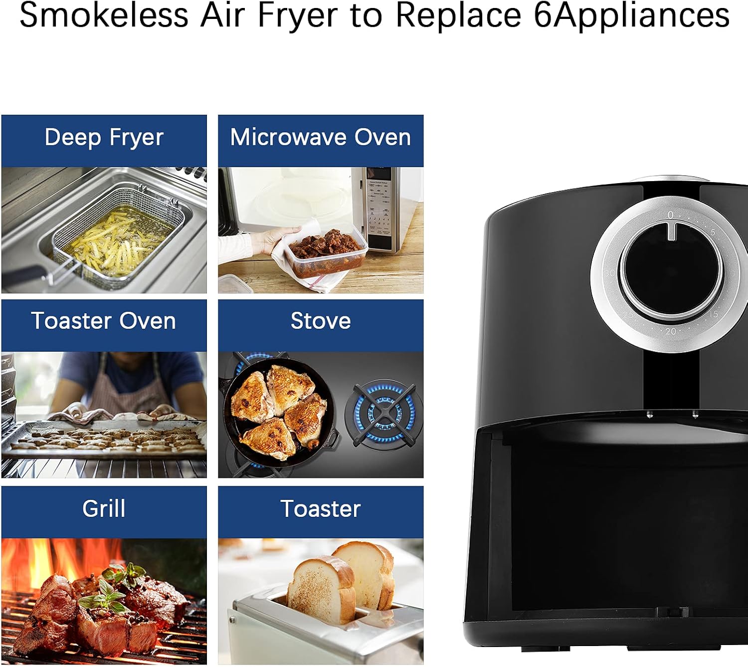 RUXINGGU Friggitrice ad aria con sistema di circolazione ad aria rapida, con tecnologia VORTX, friggitrice a torre, con timer di 30 minuti, temperatura regolabile a 4,5 litri RUXINGGU Friggitrice ad aria con sistema di circolazione ad aria rapida, con tecnologia VORTX, friggitrice a torre, con timer di 30 minuti, temperatura regolabile a 4,5 litri