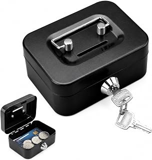 Geldkassette Abschließbar Klein, Geldkassette Mit Schlüssel, Schwarze Aufbewahrung Für Bargeld, Praktische Kassette Für Haushalt Und Büro, Handliche Maße 11,5 x 8,5 x 5 cm, Ideal Als Geschenk