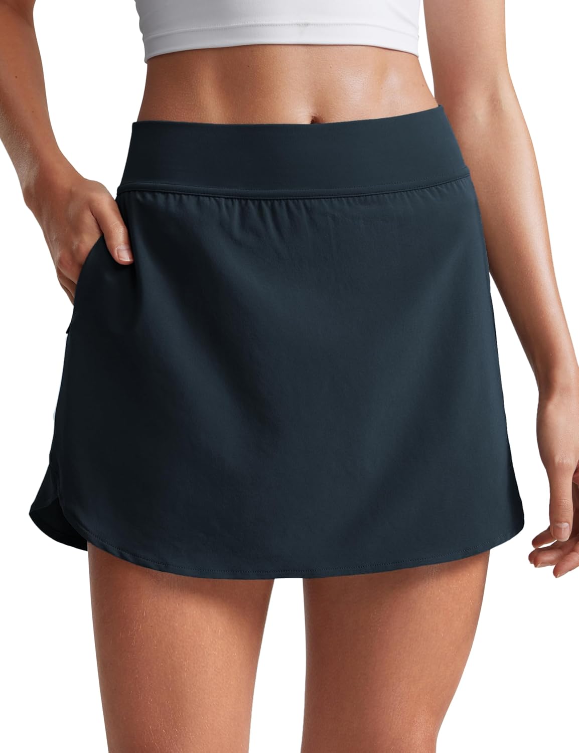 CRZ YOGA Dolphin Golf Skirts for Women A Line High Waisted Casual Athletic Mini Tennis Pickleball Skort with Zipper Pocket