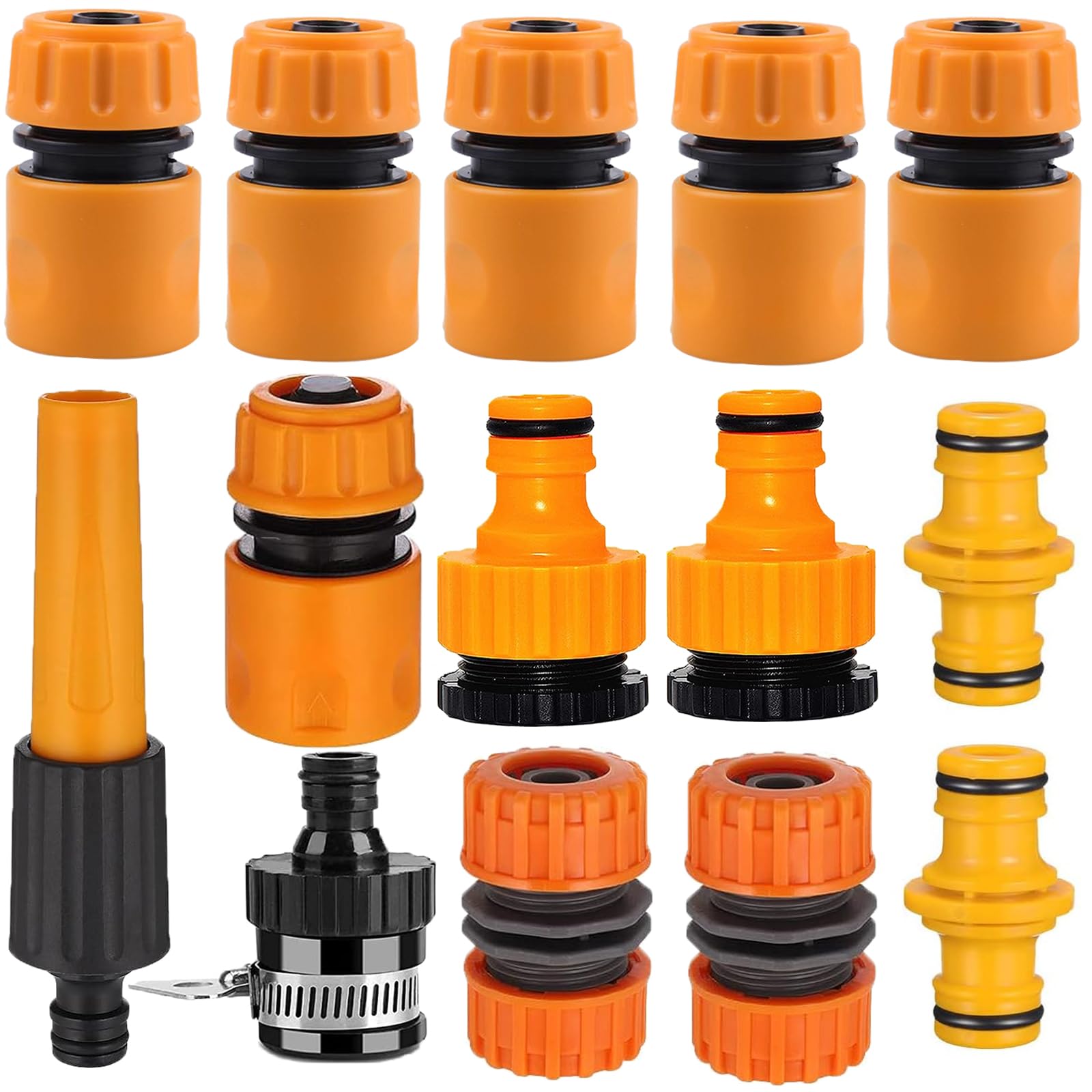 ATB-Foger 14 Garden Hose Connector Kit Plastic Hose Fitting,Nozzle,Hose End Quick Connector,Hose Repair Connector,Hose Waterstop Connector,Double Male Snap Connector,2in1 Threaded Tap Connector etc