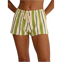 SHENHE Womens Striped Mini Shorts Beach Vacation Summer Shorts