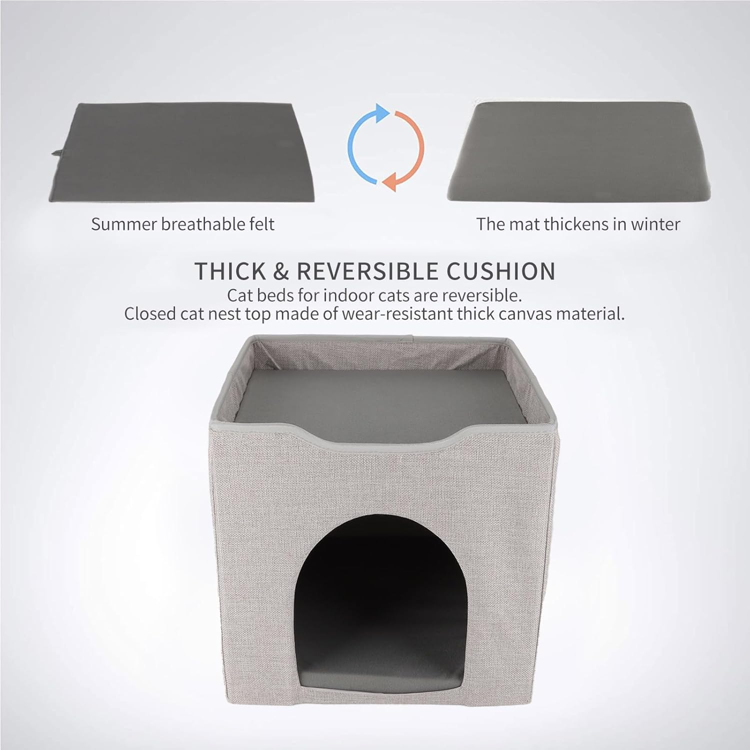 review Dog Bed & Cat Bed in House Condo for Indoor,Foldable Cat Hideaway,Multipurpose Pet Bed with Table Top,Includes Washable & Replaceable Covered Cushion