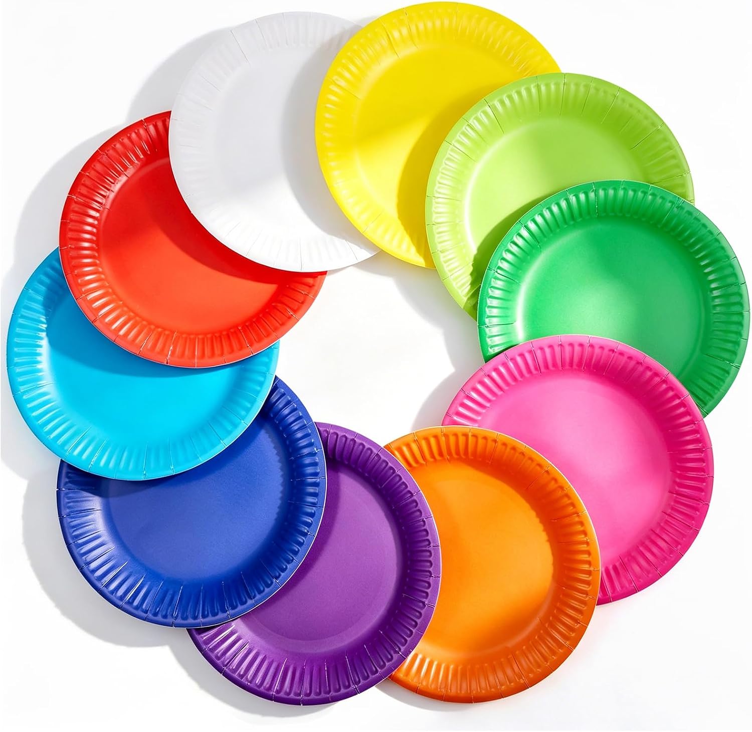 300 Pack Colorful Paper Plates 7 Inch Disposable,10 Colors