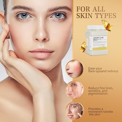 Miniatura 4 de Mascarilla de gelatina en polvo para faciales, oro de 24 quilates, antienvejecimiento y reafirmante, mascarilla hidratante para iluminar