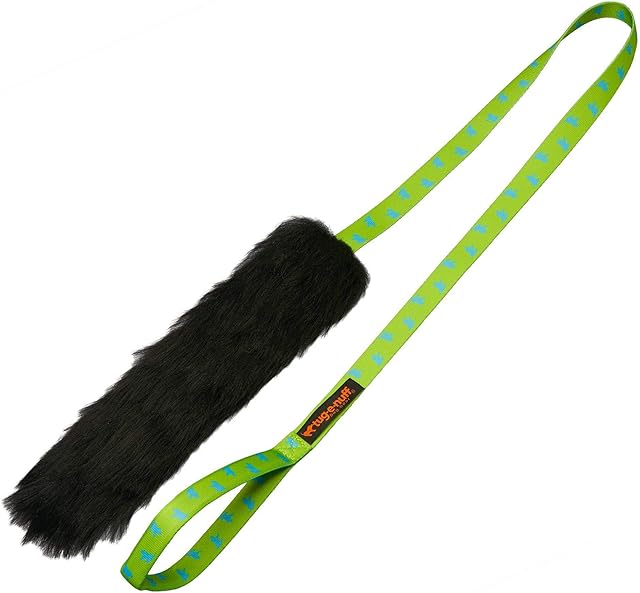 Tug-E-Nuff Sheepskin Chaser Tug | Durable Dog Tug Toy Chaser with Extra Long Handle | Ideal for Interactive Dog Training | 100% Responsibly-sourced Sheepskin | Comes in 4 Colours | Size 47 x 12 inches