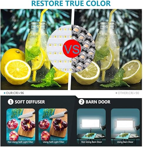 Miniatura 7 de 70W A-2200IX CRI 96+ LED PanelBarndoorLCD Display Video Iluminación (A-2200IX)