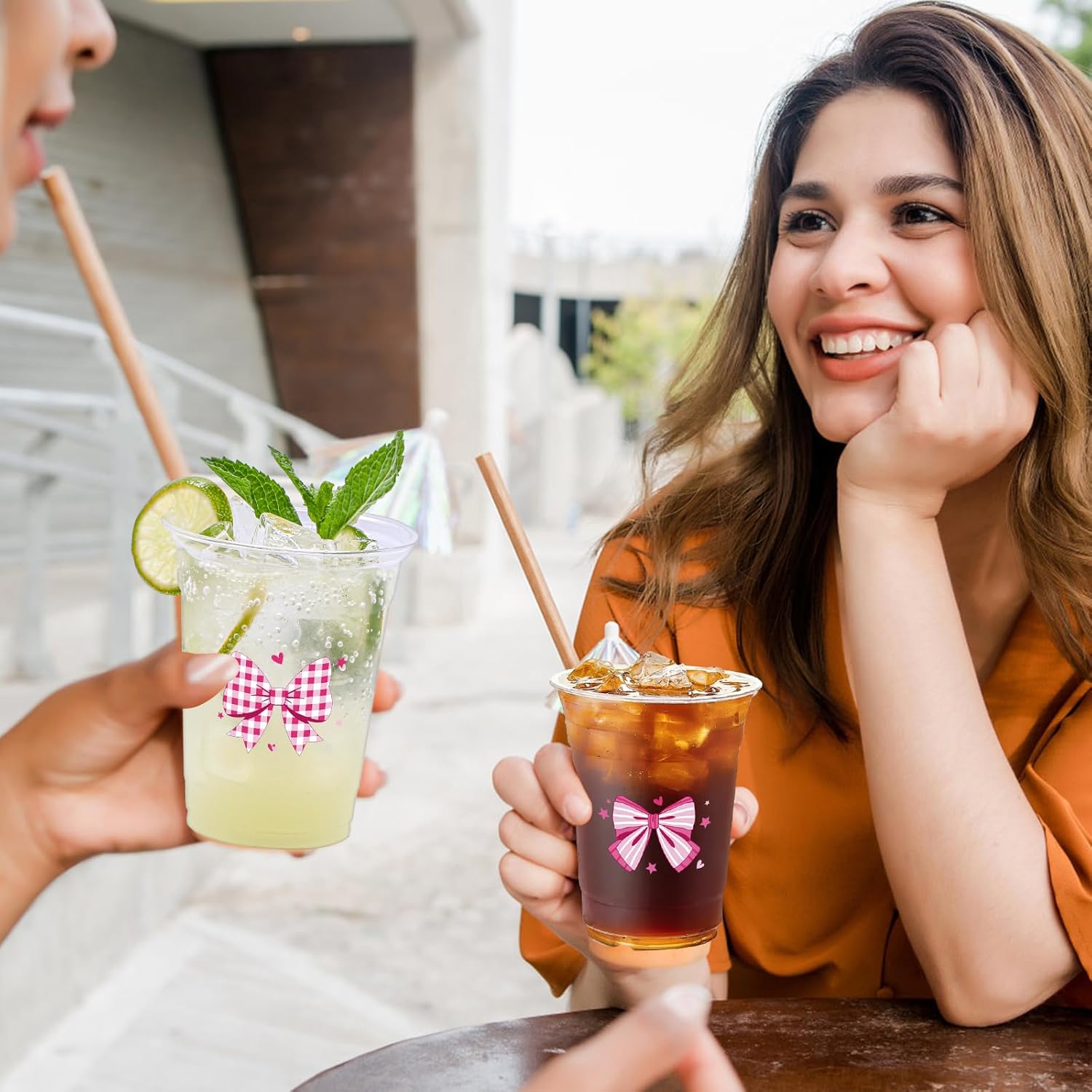 100 Pcs Pink Bow Party Plastic Cups, 12 oz Bow Plastic Drinking Cups Pink Bow Disposable Clear Cups for Baby Shower Bridal Shower Wedding Birthday Party Supplies - Image 6