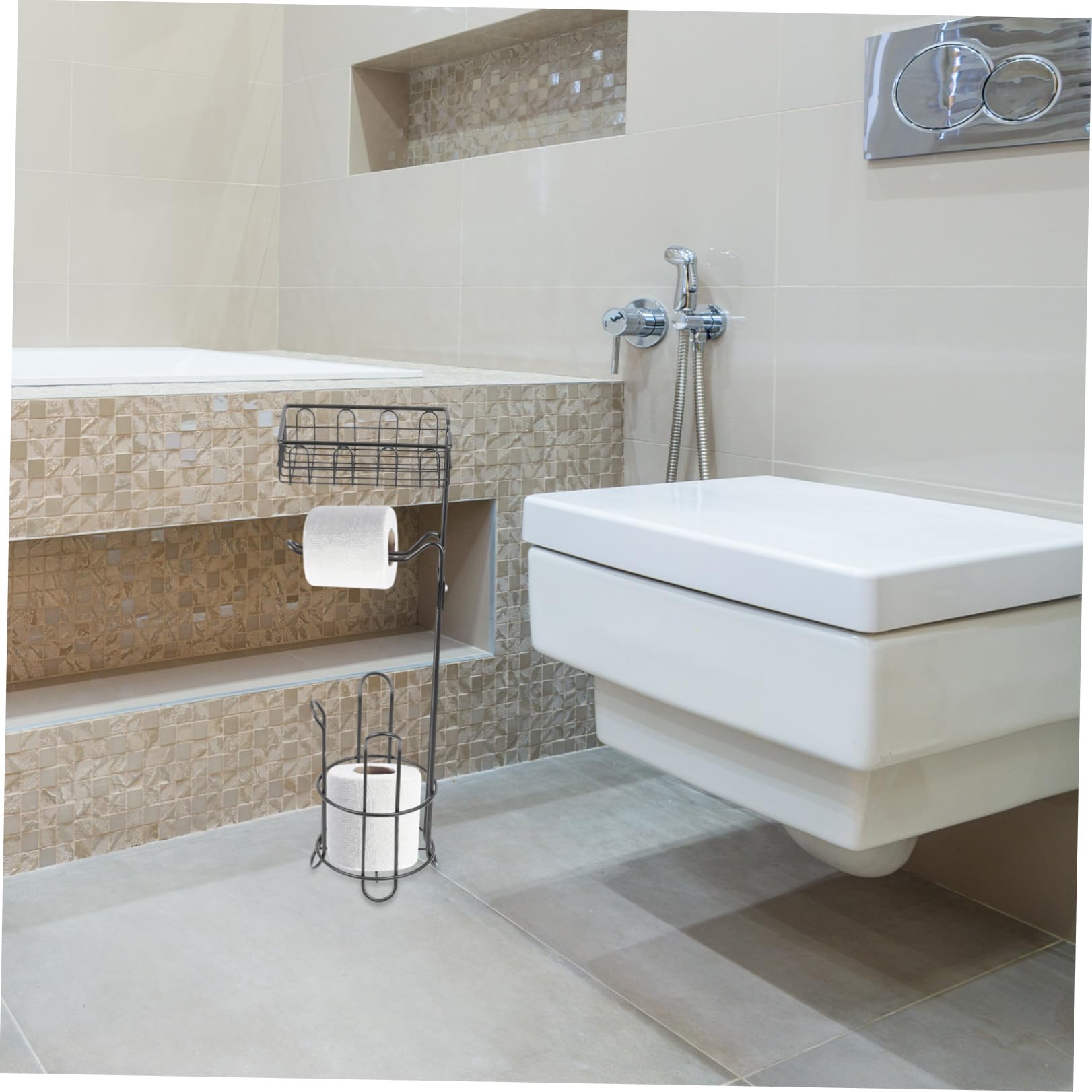 Didiseaon Portarrollos de Papel Higiénico Independiente, Soporte para Rollos de Papel de Hierro, Negro, para Baño y Aseo