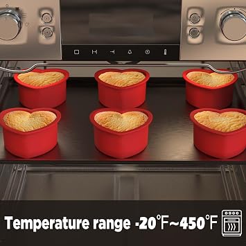 6 Pack 4 Inch Silicone Heart Shaped Cake Tins, 10cm Mini Love Cake Moulds | Non-stick Silicone Bakeware for Mini Cakes, Smash Cake, Muffins & Cupcakes, Valentine's Day, Kids Baking & Party Treats