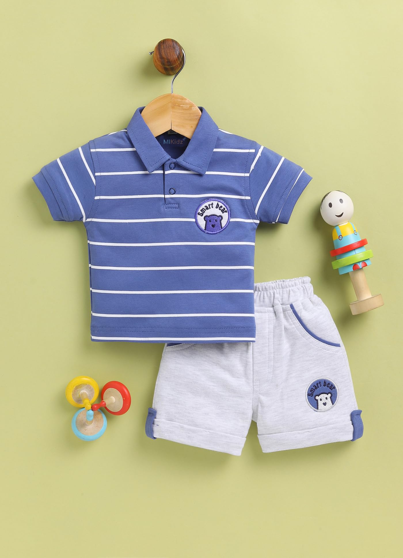 MI Kidz Pure Cotton Collared T-Shirt and Half Pant Set for Kids 1