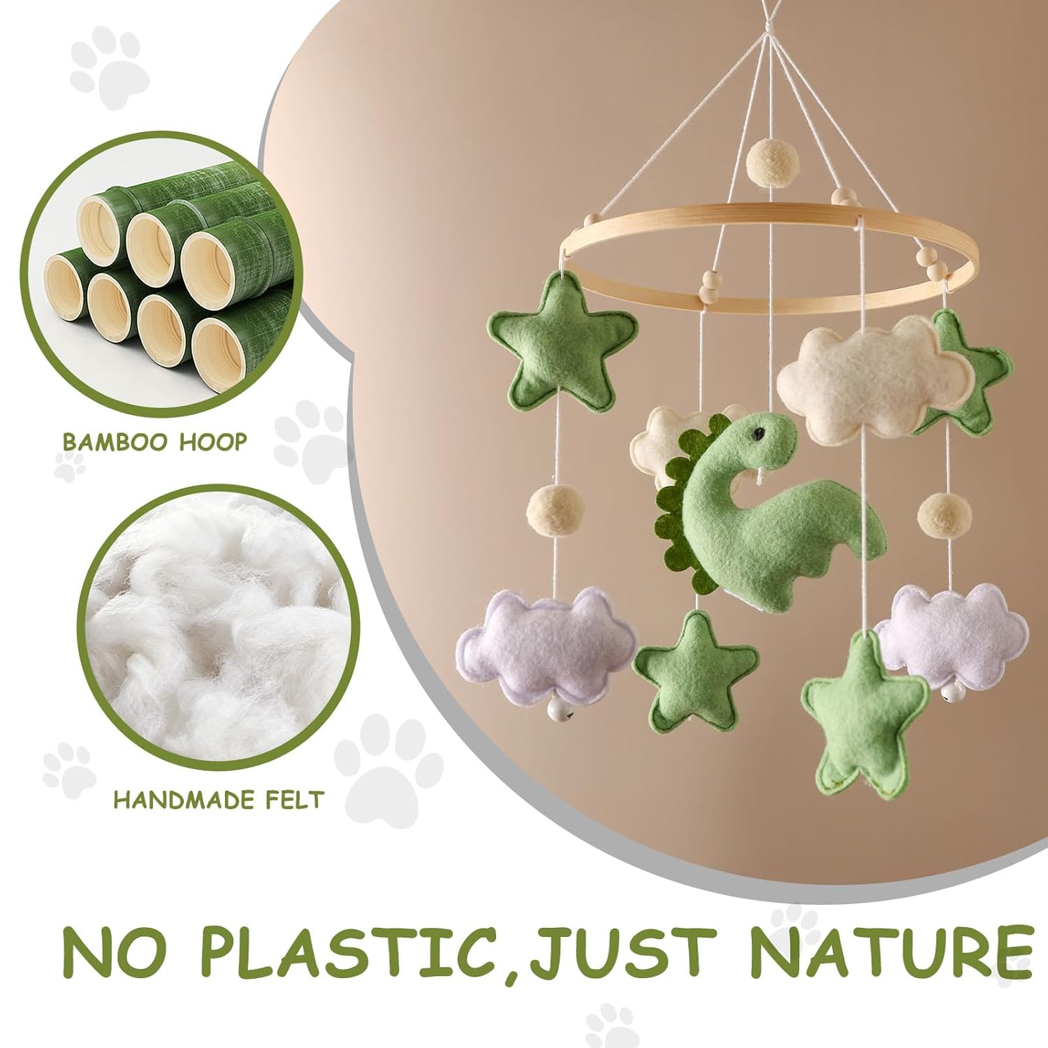 Baby Mobile for Crib – Handmade Hanging Felt Nursery Mobile – Fits Most Crib Arms – Gender-Neutral Boho Nursery Decor & Baby Gift