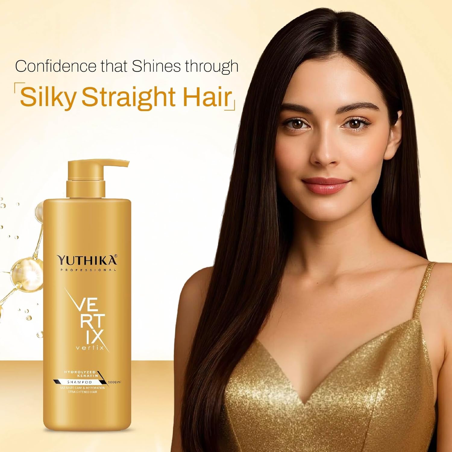 Yuthika Professional Vertix Hydrolyzed Keratin Shampoo Ultimate Care & Restoration 1000ml I Post Care Shampoo For Straightened Hair, Salon Like Smooth Hair