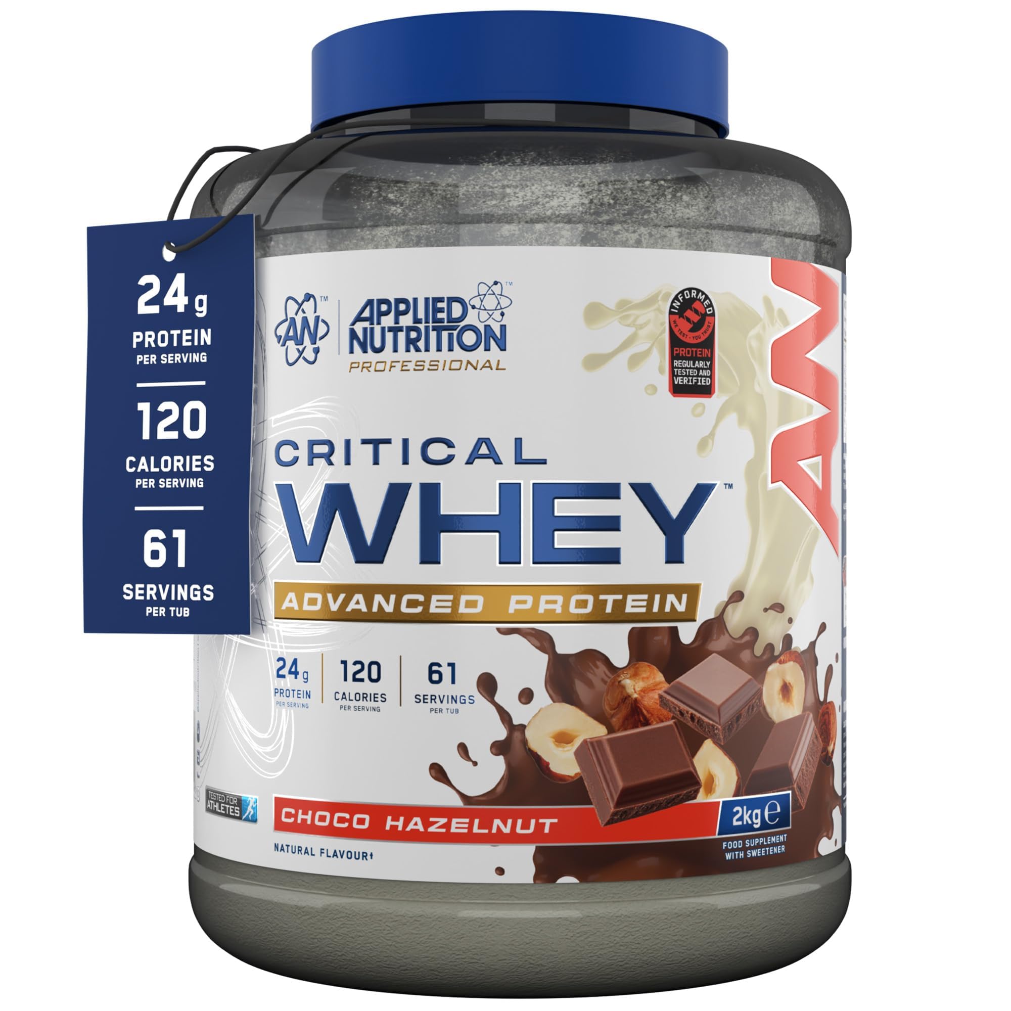 Applied Nutrition Critical Whey (2000g) Choco Bueno/Choco Hazelnut - Białka - Mieszanka białek serwatkowych | Wysoka zawartość białka suplement – czekoladowo-orzech laskowy