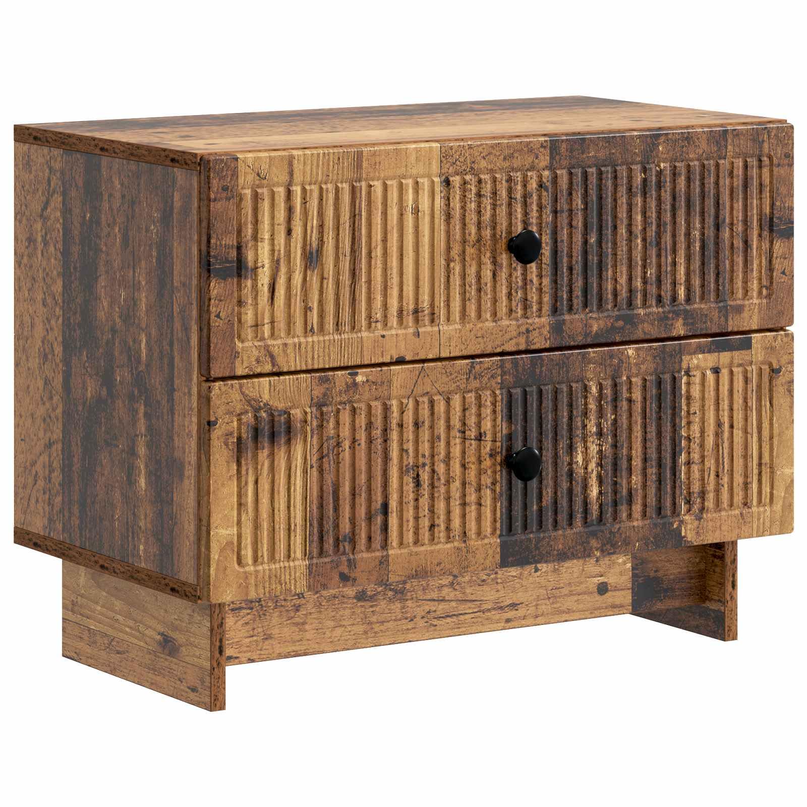 Table de Chevet Vintage anti-désordre | Grand Meuble Rangement 2 Tiroirs 62cm
